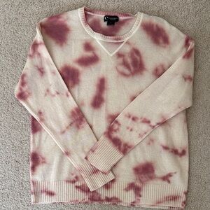Bloomingdale’s Cashmere Crewneck Sweater - Pink and Cream Tie-Dye